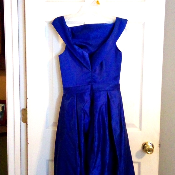 Sis Bridal Royal Blue Aline Off Shoulder Formal Dress - Picture 3 of 6
